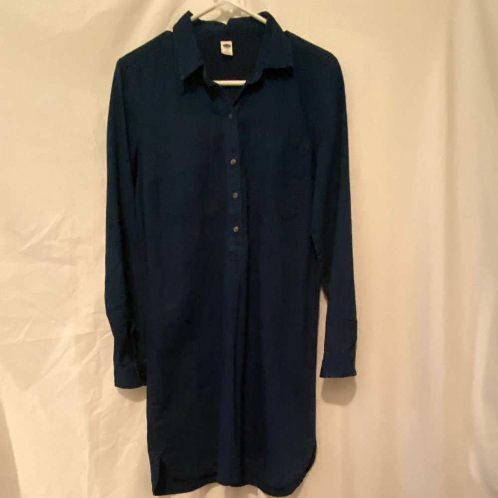 OLD NAVY Women's Blue Denim Button Down Dress Size M Gently Used - Very Cute - Picture 3 of 6